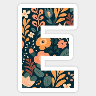 Whimsical Floral Letter E Sticker